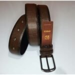 Ceinture Homme en Cuir – Marron, Boucle Ardillon Métal