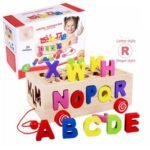Boîte de tri alphabet en bois avec voiture à tirer