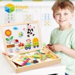 Tableau magnétique double face + 71 pièces de puzzle