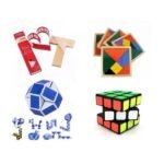 Pack 4 jeux de réflexion : Tangram, Hiqu, Snake Cube et cube