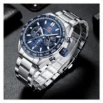 ⁦Montre Homme MINI FOCUS R04003 Chronographe – Cadran et Lunette Bleus, Acier Argenté⁩ - الصورة ⁦2⁩