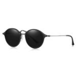⁦Lunettes de Soleil Polarisées Unisexe BARCUR BC8575 – Rondes, Tout Noir⁩ - الصورة ⁦2⁩