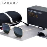 ⁦Lunettes de Soleil Polarisées Homme BARCUR BC8048 – Carrées Métal, Dorées⁩ - الصورة ⁦2⁩