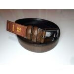 ⁦Ceinture Homme en Cuir – Marron, Boucle Ardillon Métal⁩ - الصورة ⁦2⁩
