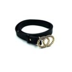 Ceinture Femme – Noire, Boucle Anneaux Dorés
