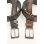 ⁦Pack de 2 Ceintures Homme – Noir et Marron, Boucle Ardillon⁩ - الصورة ⁦2⁩