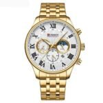 ⁦Montre Homme CURREN 8427 – Toute Dorée, Cadran Blanc à Chiffres Romains⁩ - الصورة ⁦2⁩