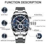 ⁦Montre Homme CURREN 83055 Chronographe – Cadran Bleu, Bracelet Acier Argenté⁩ - الصورة ⁦2⁩