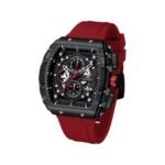 ⁦Montre Homme MINI FOCUS MF0399 Chronographe Tonneau – Boîtier Noir, Bracelet Rouge⁩ - الصورة ⁦4⁩