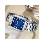 ⁦Montre Femme MINI FOCUS MF0472L Rectangulaire – Argentée, Cadran Bleu⁩ - الصورة ⁦2⁩