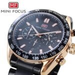 ⁦Montre Homme MINI FOCUS MF0403 Chronographe – Cadran Noir, Lunette Tachymètre, Or Rose⁩ - الصورة ⁦7⁩