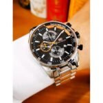⁦Montre Homme MINI FOCUS Chronographe – Cadran Noir, Accents Or Rose, Acier⁩ - الصورة ⁦5⁩