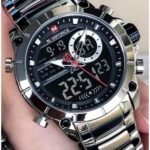 ⁦Montre Homme NAVIFORCE NF9163 Analogique-Digitale – Cadran Noir, Acier Argenté⁩ - الصورة ⁦6⁩