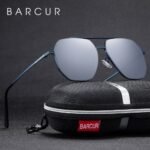 ⁦Lunettes de Soleil Polarisées Homme BARCUR BC8770 – Double Pont, Verres Bleu Miroir⁩ - الصورة ⁦2⁩