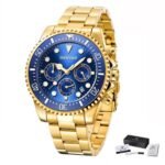 ⁦Montre Homme BENYAR 51054 Chronographe – Toute Dorée, Cadran Bleu⁩ - الصورة ⁦2⁩