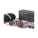 ⁦Lunettes de Soleil Polarisées Homme BARCUR BC8721 – Aviateur, Doré, Verres Marron⁩ - الصورة ⁦2⁩