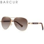 ⁦Lunettes de Soleil Polarisées Homme BARCUR BC8009 – Aviateur, Doré, Verres Marron⁩ - الصورة ⁦2⁩