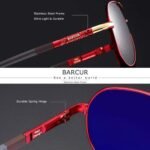 ⁦Lunettes de Soleil Polarisées Homme BARCUR BC8768 – Aviateur, Touches Rouges⁩ - الصورة ⁦2⁩