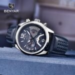 ⁦Montre Homme BENYAR 51071 Multifonction – Cadran Bleu, Cuir Bleu⁩ - الصورة ⁦2⁩