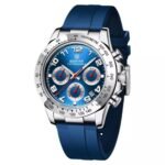 ⁦Montre Homme BENYAR 51092 Chronographe – Cadran Bleu, Boîtier Argenté, Bracelet Bleu⁩ - الصورة ⁦3⁩