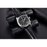 ⁦Montre Homme BENYAR 51093 – Cadran Noir, Boîtier Argenté, Cuir Noir⁩ - الصورة ⁦3⁩