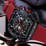 ⁦Montre Homme MINI FOCUS MF0399 Chronographe Tonneau – Boîtier Noir, Bracelet Rouge⁩ - الصورة ⁦2⁩
