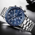 ⁦Montre Homme BENYAR 51040 Chronographe – Cadran et Lunette Bleus, Acier⁩ - الصورة ⁦3⁩