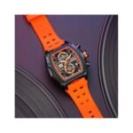 ⁦Montre Homme MINI FOCUS MF0437 Chronographe Tonneau – Noir, Bracelet Orange⁩ - الصورة ⁦5⁩