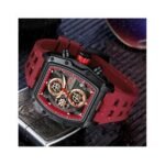 ⁦Montre Homme MINI FOCUS MF0437 Chronographe Tonneau – Noir, Bracelet Rouge⁩ - الصورة ⁦4⁩