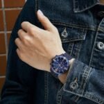 ⁦Montre Homme MINI FOCUS MF02036 Chronographe – Bleu, Bracelet Milanais⁩ - الصورة ⁦3⁩