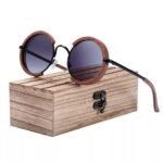 ⁦Lunettes de Soleil Polarisées Unisexe BARCUR BC2604 – Rondes Effet Bois⁩ - الصورة ⁦3⁩