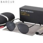 ⁦Lunettes de Soleil Polarisées Homme BARCUR BC8374 – Aviateur, Verres Noirs⁩ - الصورة ⁦3⁩