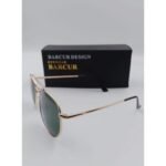 ⁦Lunettes de Soleil Polarisées Homme BARCUR BC8550 – Carrées Métal, Dorées, Verres Verts⁩ - الصورة ⁦3⁩
