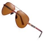 ⁦Lunettes de Soleil Polarisées Homme BARCUR BC8721 – Aviateur, Doré, Verres Marron⁩ - الصورة ⁦3⁩