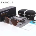 ⁦Lunettes de Soleil Polarisées Unisexe BARCUR BC3017 – Clubmaster, Écaille⁩ - الصورة ⁦3⁩