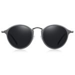 ⁦Lunettes de Soleil Polarisées Unisexe BARCUR BC8575 – Rondes, Tout Noir⁩ - الصورة ⁦3⁩