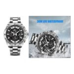 ⁦Montre Homme BENYAR 51048 Chronographe – Cadran Noir, Lunette Tachymètre, Acier⁩ - الصورة ⁦2⁩