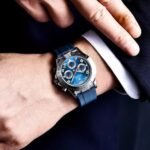 ⁦Montre Homme BENYAR 51092 Chronographe – Cadran Bleu, Boîtier Argenté, Bracelet Bleu⁩ - الصورة ⁦4⁩