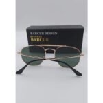 ⁦Lunettes de Soleil Polarisées Homme BARCUR BC8550 – Carrées Métal, Dorées, Verres Verts⁩ - الصورة ⁦4⁩