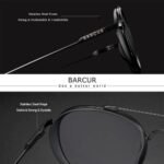 ⁦Lunettes de Soleil Polarisées Homme BARCUR BC8509 – Rondes Double Cercle, Noires⁩ - الصورة ⁦4⁩
