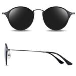 ⁦Lunettes de Soleil Polarisées Unisexe BARCUR BC8575 – Rondes, Tout Noir⁩ - الصورة ⁦6⁩