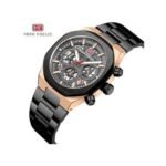 ⁦Montre Homme BENYAR Chronographe – Cadran Noir, Boîtier Or Rose, Acier Noir⁩ - الصورة ⁦5⁩