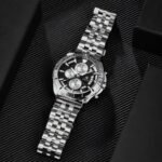 ⁦Montre Homme BENYAR 51080 Chronographe – Cadran Noir à Compteurs Argentés, Acier⁩ - الصورة ⁦4⁩