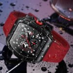 ⁦Montre Homme MINI FOCUS MF0399 Chronographe Tonneau – Boîtier Noir, Bracelet Rouge⁩ - الصورة ⁦3⁩