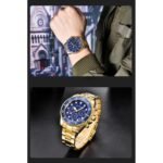 ⁦Montre Homme BENYAR 51054 Chronographe – Toute Dorée, Cadran Bleu⁩ - الصورة ⁦5⁩