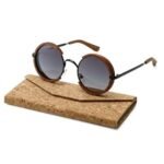 ⁦Lunettes de Soleil Polarisées Unisexe BARCUR BC2604 – Rondes Effet Bois⁩ - الصورة ⁦2⁩