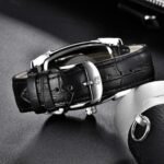 ⁦Montre Homme BENYAR 5114 – Boîtier Tonneau Argenté, Cadran Noir, Cuir Noir⁩ - الصورة ⁦6⁩