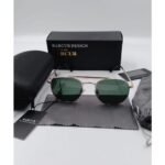 ⁦Lunettes de Soleil Polarisées Homme BARCUR BC8550 – Carrées Métal, Dorées, Verres Verts⁩ - الصورة ⁦5⁩