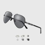 ⁦Lunettes de Soleil Polarisées Homme BARCUR BC8721 – Aviateur, Tout Noir⁩ - الصورة ⁦5⁩