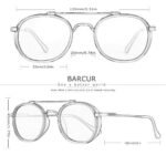 ⁦Lunettes de Soleil Polarisées Homme BARCUR BC8509 – Rondes Double Cercle, Noires⁩ - الصورة ⁦5⁩